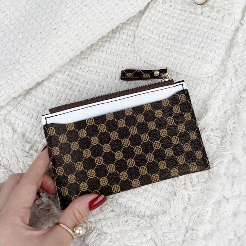 ⚠️Clearance Coffee Brown Printed Design Slim Cardholder / Wallet - Picture 2 of 4